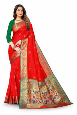 RED PAITHANI SILK SAREE  PAITHANI SILK SAREE