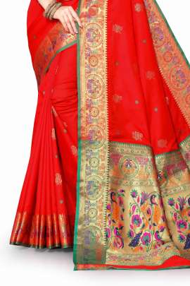 RED PAITHANI SILK SAREE  PAITHANI SILK SAREE