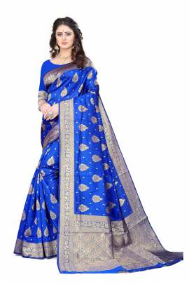 ROYAL BLUE BANARSI SILK SAREE FOR WEDDING AND PARTY  KANCHIPURAM SILK SAREE