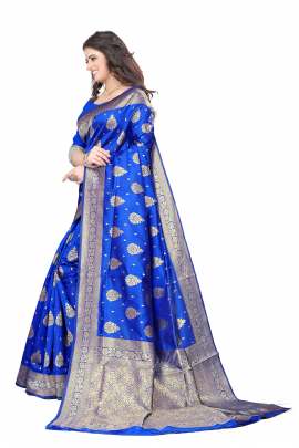 ROYAL BLUE BANARSI SILK SAREE FOR WEDDING AND PARTY  KANCHIPURAM SILK SAREE