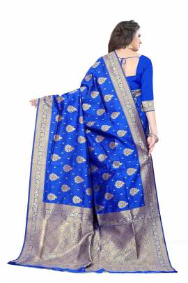 ROYAL BLUE BANARSI SILK SAREE FOR WEDDING AND PARTY  KANCHIPURAM SILK SAREE