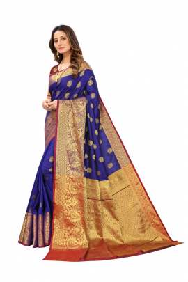 ROYAL BLUE LICHI SILK SAREE WITH RICH PALLU SILK SAREE