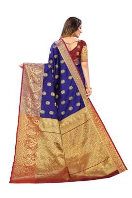 ROYAL BLUE LICHI SILK SAREE WITH RICH PALLU SILK SAREE