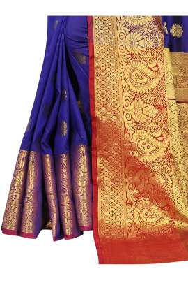 ROYAL BLUE LICHI SILK SAREE WITH RICH PALLU SILK SAREE