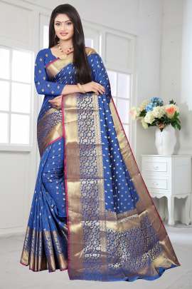 ROYAL BLUE LICHI SILK WITH RICH PALLU SILK SAREE