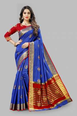  ROYAL BLUE LICHI SILK WITH RICH PALLU