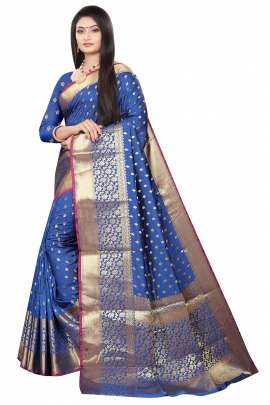 ROYAL BLUE LICHI SILK WITH RICH PALLU SILK SAREE