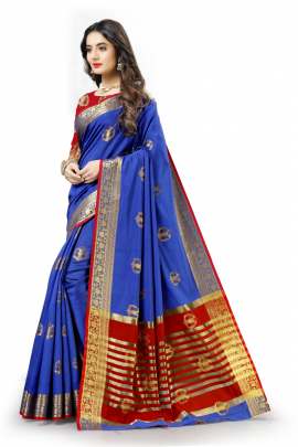  ROYAL BLUE LICHI SILK WITH RICH PALLU SILK SAREE