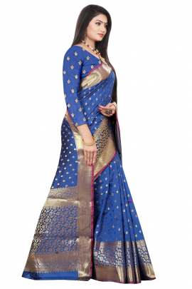 ROYAL BLUE LICHI SILK WITH RICH PALLU SILK SAREE