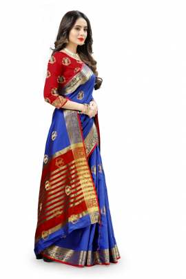  ROYAL BLUE LICHI SILK WITH RICH PALLU SILK SAREE