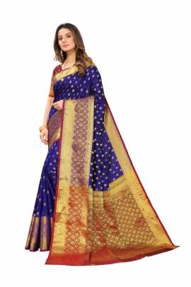 ROYAL BLUE LICHI SILK WITH RICH PALLU SILK SAREE