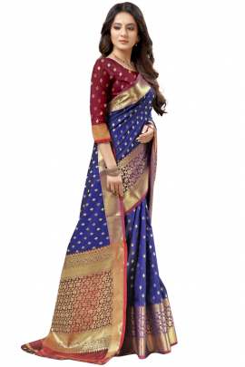 ROYAL BLUE LICHI SILK WITH RICH PALLU SILK SAREE