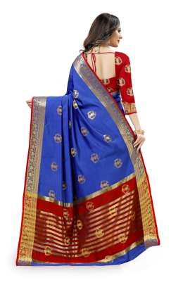  ROYAL BLUE LICHI SILK WITH RICH PALLU SILK SAREE