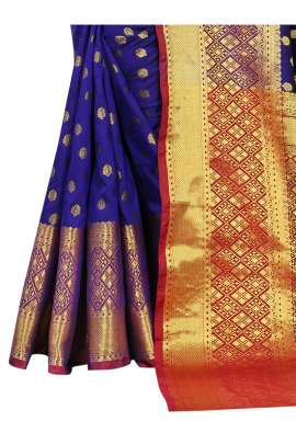 ROYAL BLUE LICHI SILK WITH RICH PALLU SILK SAREE