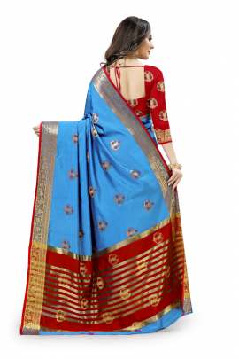  SKY BLUE LICHI SILK WITH RICH PALLU SILK SAREE