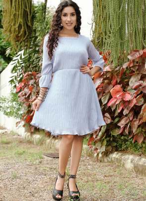 SKY BLUE PALIN CRUSH WESTERN DRESS  Dresses