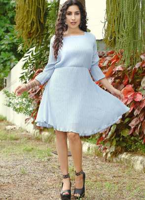 SKY BLUE PALIN CRUSH WESTERN DRESS  Dresses