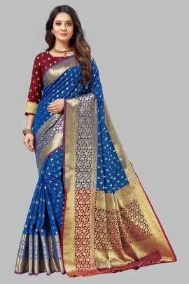 SKY LICHI SILK WITH RICH PALLU SILK SAREE