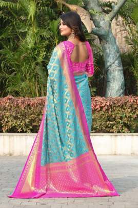 SKY & PINK LICHI SILK SAREE  SILK SAREE