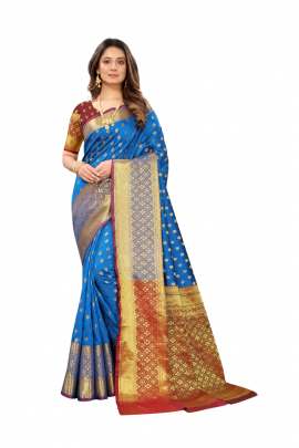 SKY LICHI SILK WITH RICH PALLU SILK SAREE