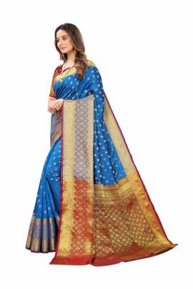 SKY LICHI SILK WITH RICH PALLU SILK SAREE