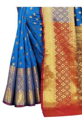 SKY LICHI SILK WITH RICH PALLU SILK SAREE