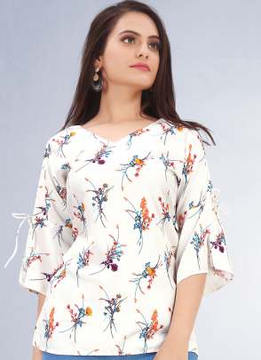 WHITE COLOR DIGITAL PRINTED TOP FOR GIRLS AND WOMEN FOR  ALL OCCASION western wear