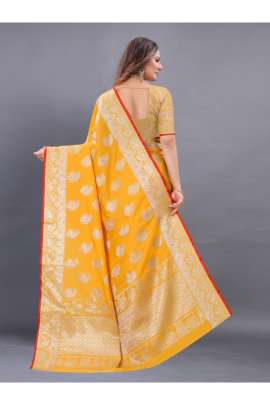 YELLOW LICHI SILK SAREE WITH RICH PALLU  KANCHIPURAM SILK SAREE