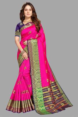 COTTON SILK SAREE WITH CHIT PALLU  sarees