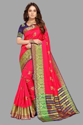 COTTON SILK SAREE WITH CHIT PALLU  COTTON SAREES 