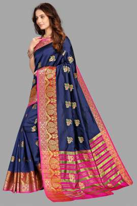 COTTON SILK SAREE WITH CHIT PALLU  COTTON SAREES 