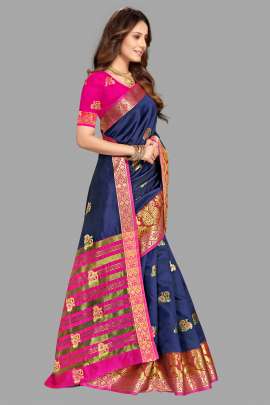 COTTON SILK SAREE WITH CHIT PALLU  COTTON SAREES 