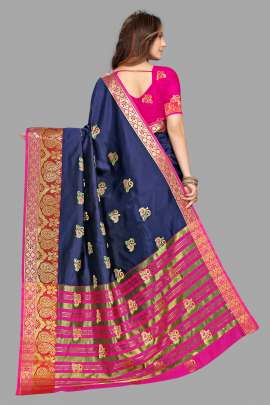 COTTON SILK SAREE WITH CHIT PALLU  COTTON SAREES 