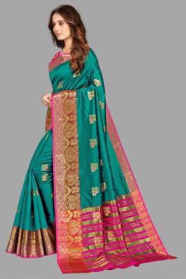 COTTON SILK SAREE WITH CHIT PALLU  COTTON SAREES 