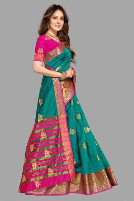 COTTON SILK SAREE WITH CHIT PALLU  COTTON SAREES 