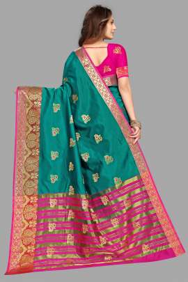 COTTON SILK SAREE WITH CHIT PALLU  COTTON SAREES 