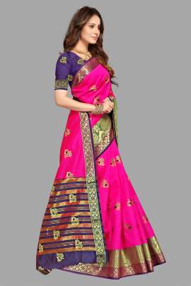 COTTON SILK SAREE WITH CHIT PALLU  COTTON SAREES 