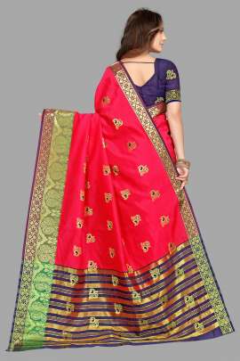 COTTON SILK SAREE WITH CHIT PALLU  COTTON SAREES 