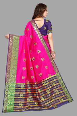 COTTON SILK SAREE WITH CHIT PALLU  COTTON SAREES 