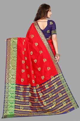 COTTON SILK SAREE WITH CHIT PALLU  COTTON SAREES 